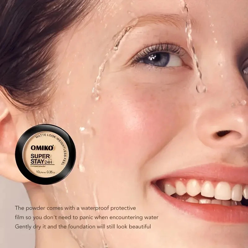 Pressed Powder Waterproof Long-lasting Full Coverage Face Compact Setting Powder Makeup Foundation Oil 3 Color Control Cosmetics Nanasbeautyholic