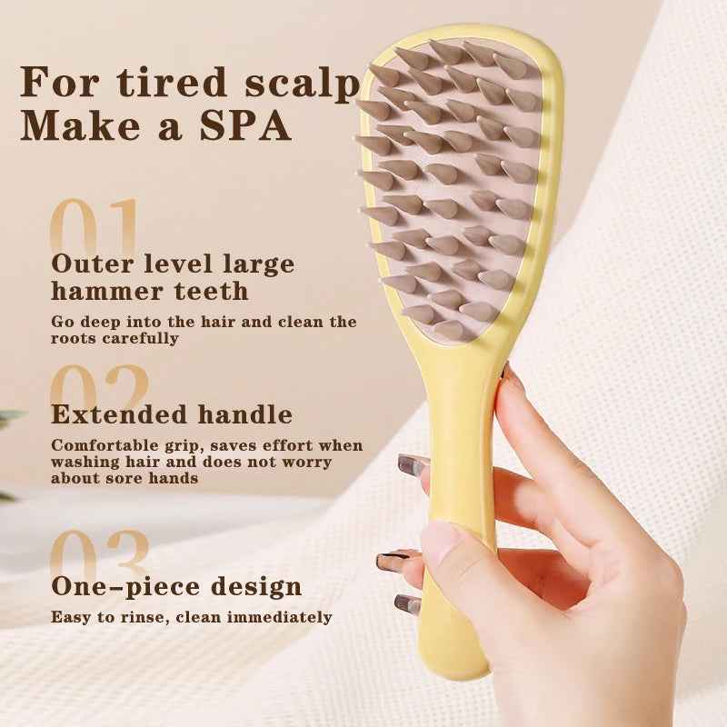Long Handle Shampoo Brush Silicone Scalp Massage Comb Hair Washing Brush Head Massager Bath Brush Body Scrubber Hair Accessories Nanasbeautyholic