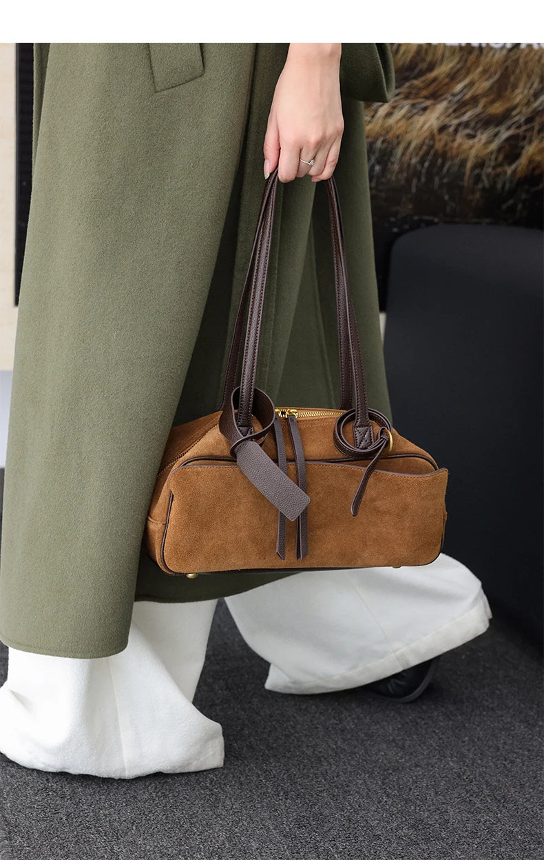 Genuine Leather Tote Bag – Soft Cowhide Shoulder Bag for Women