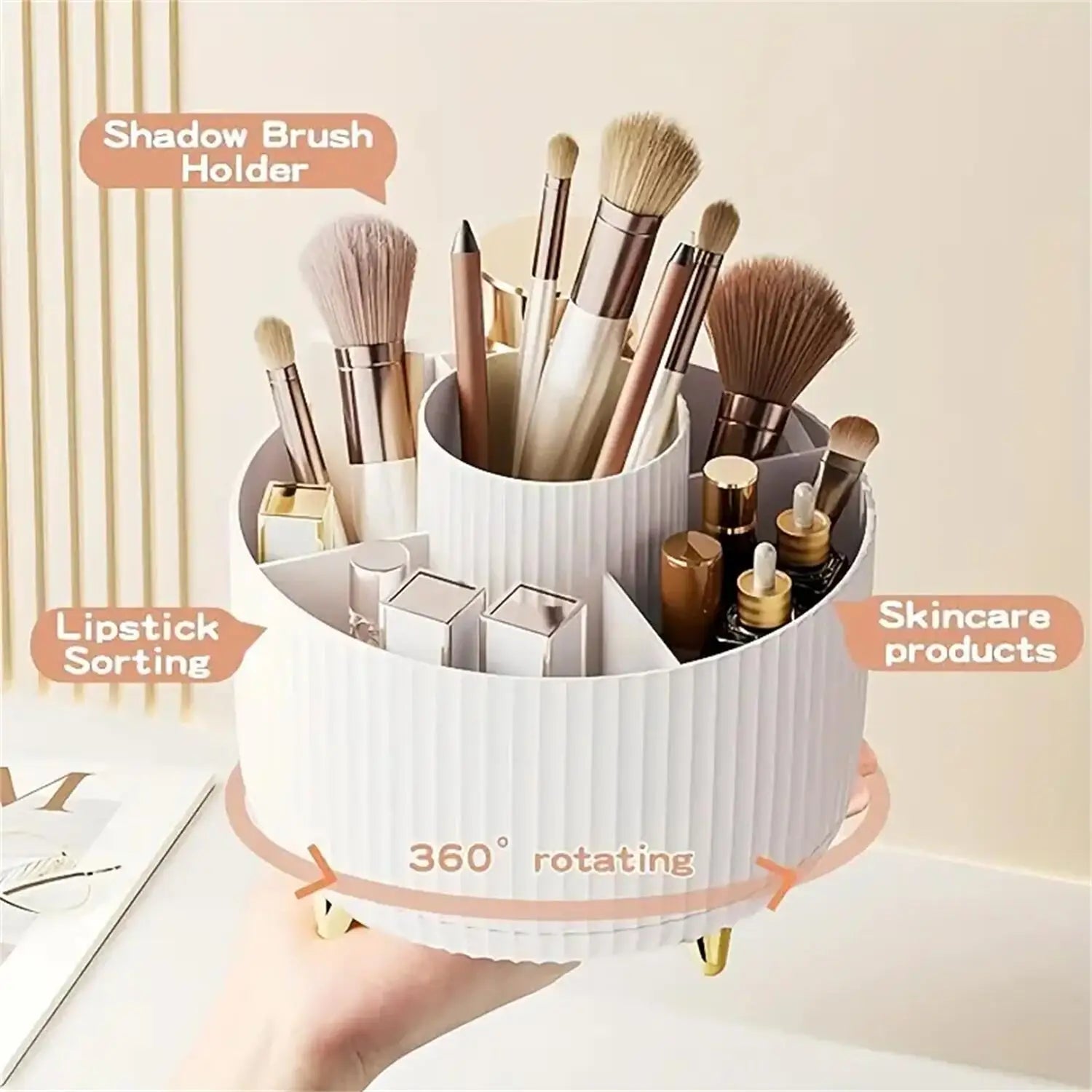 360° Rotating Makeup Organizer - 1pc Plastic