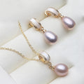 Real Freshwater Pearl Necklace & Earrings Set | 925 Sterling Silver | Pink White Purple Black Grey | Free Shipping