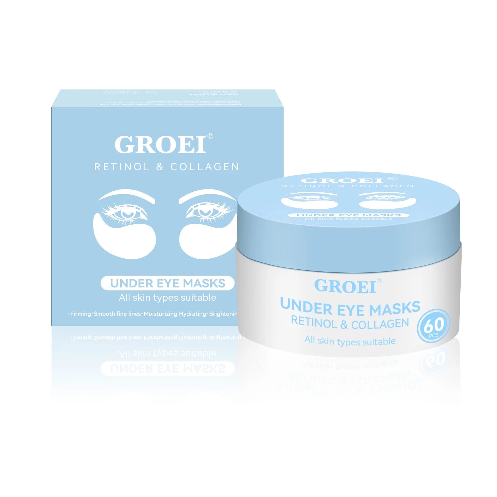 60pcs  Retinol Collagen Eye Mask Anti Dark Circles Directed Against Eye Bags Moisturizing Lifting Firming Eye Patches Skin Care Nanasbeautyholic