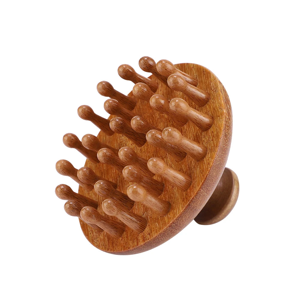 Multi-Functional Wood Therapy Massage Comb Scalp Head Massager Natural Sandalwood Circular Tooth Guasha Scraping Body Massager Nanasbeautyholic