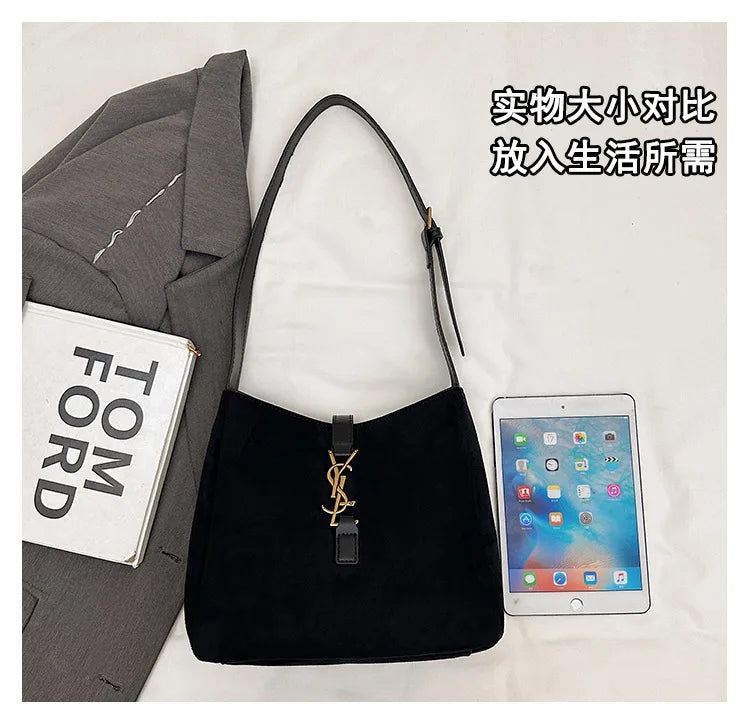 Luxe Faux Leather Bucket Bag – Large Capacity Hobo Shoulder Bag for Women