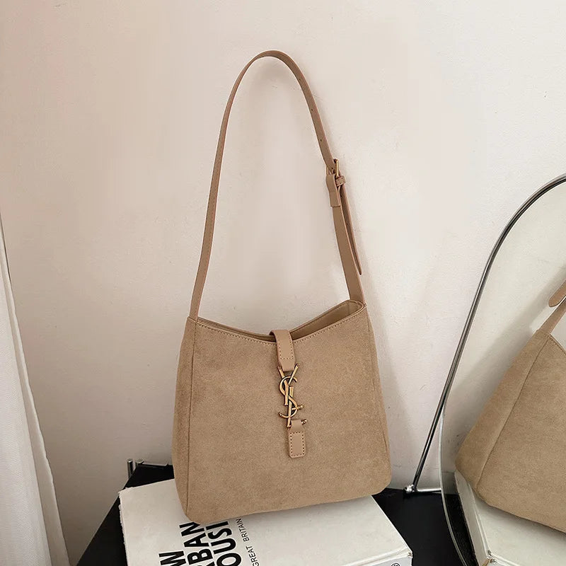 Luxe Faux Leather Bucket Bag – Large Capacity Hobo Shoulder Bag for Women