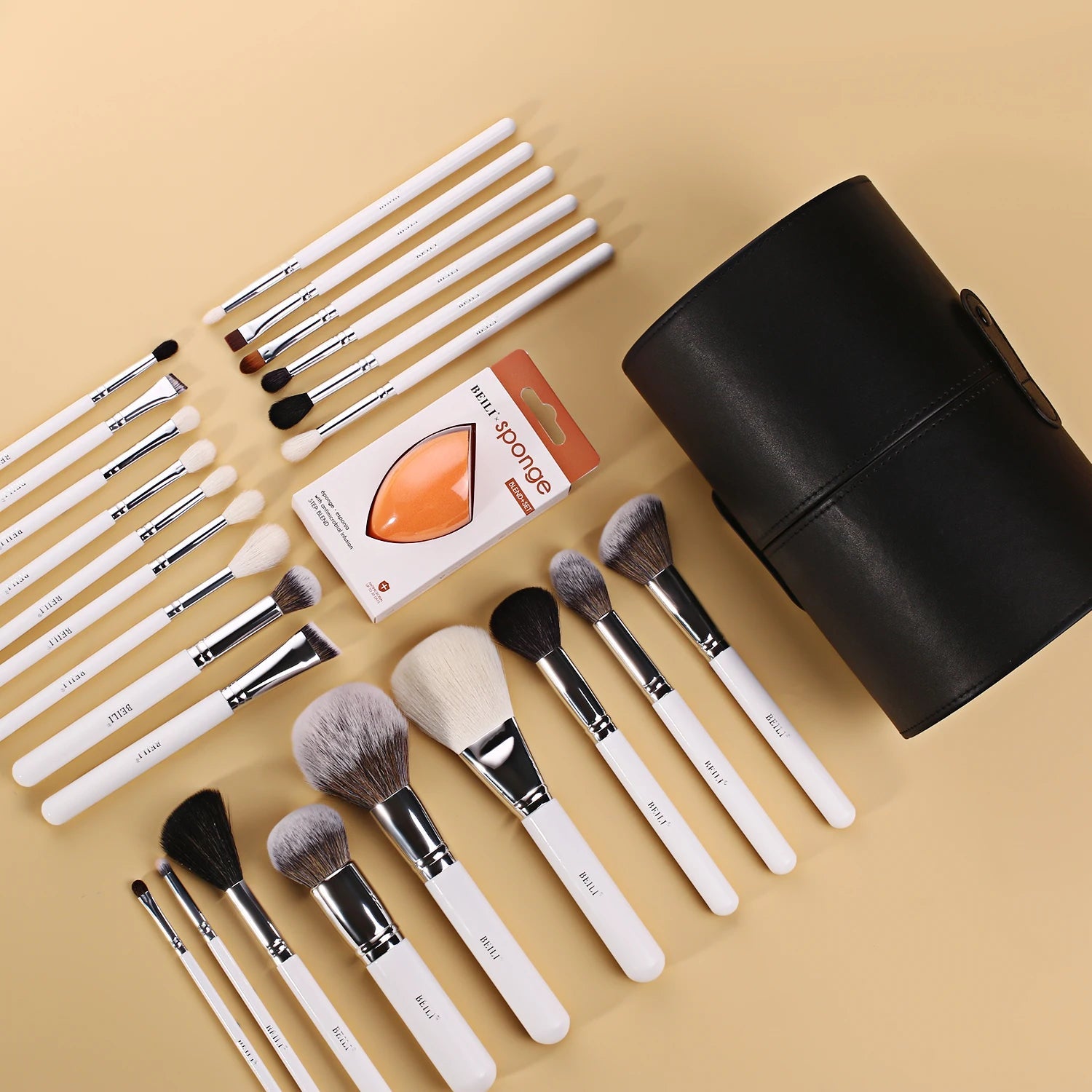 BEILI Black Makeup Brush Sets Professional Natural Goat Fiber Hair Brush Foundation Kakubi Contour Eyeshadow Beauty Tool brochas Nanasbeautyholic