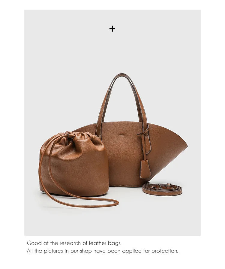 Vintage Shell-Shape Tote Bag – Large Capacity PU Leather Women's Shoulder Bag
