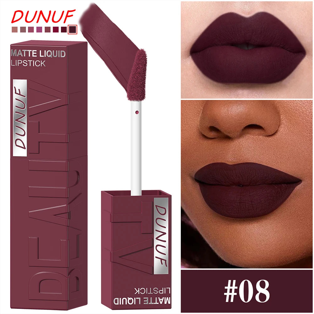 8Pcs/Set Nude Brown Matte Liquid Lipstick Velvet Sexy Dark Red Lip Glaze Non-stick Cup Not Easy To Fade Lip Gloss Lipstick Makeu Nanasbeautyholic