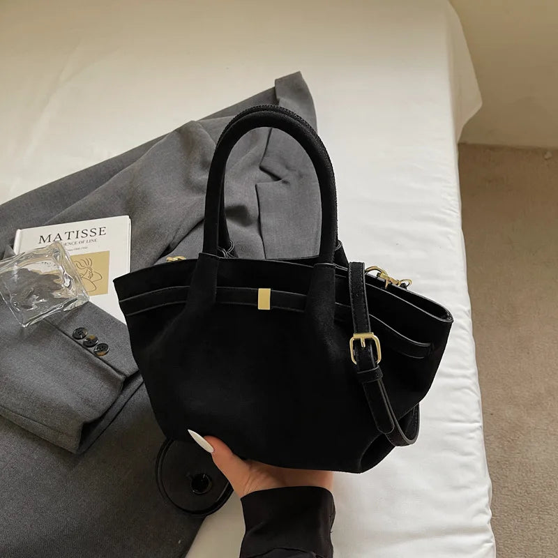 Matte Leather Suede Tote Handbags for Women