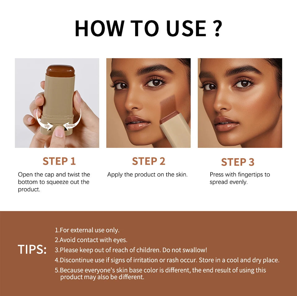 Skin Tint Stick Waterproof Nourishing Solid Tinted Serum Foundation Skin Tint Balm Face Tinted Face Contour Stick Makeup Nanasbeautyholic