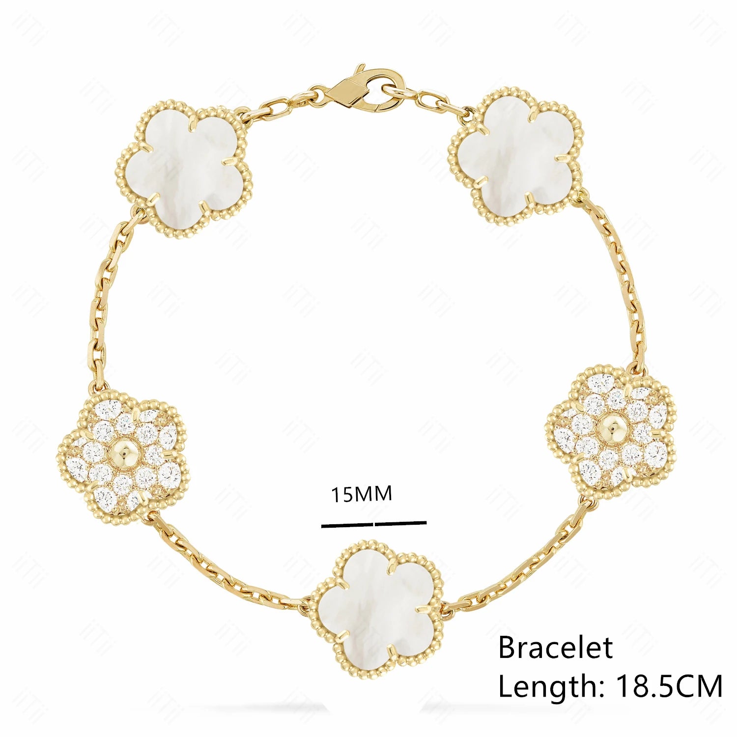 Lucky Clover Natural Mother of Pearl Bracelet & Necklace – Gold & Silver