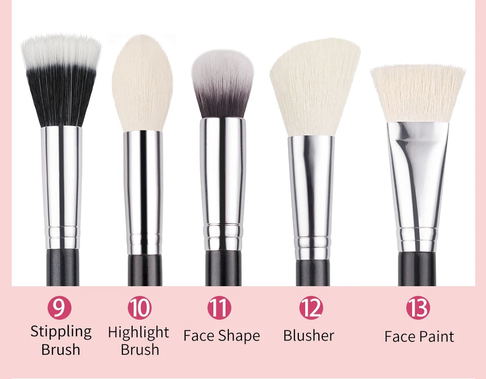 BEILI Black Makeup Brush Sets Professional Natural Goat Fiber Hair Brush Foundation Kakubi Contour Eyeshadow Beauty Tool brochas Nanasbeautyholic