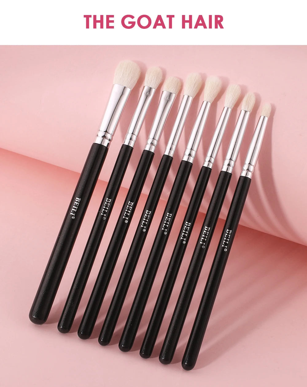BEILI Black Makeup Brush Sets Professional Natural Goat Fiber Hair Brush Foundation Kakubi Contour Eyeshadow Beauty Tool brochas Nanasbeautyholic