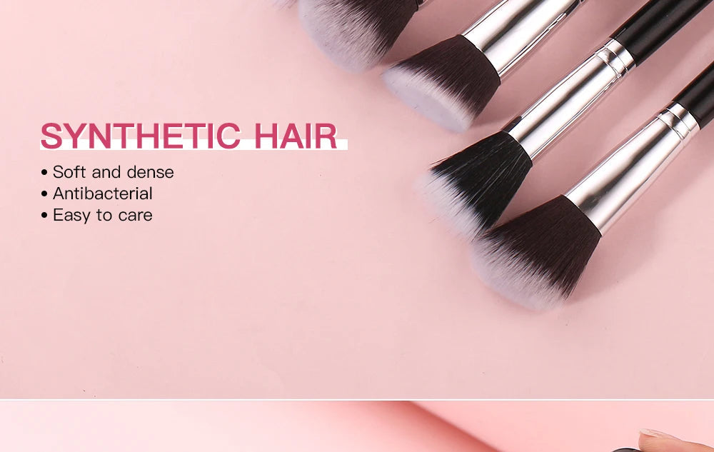 BEILI Black Makeup Brush Sets Professional Natural Goat Fiber Hair Brush Foundation Kakubi Contour Eyeshadow Beauty Tool brochas Nanasbeautyholic