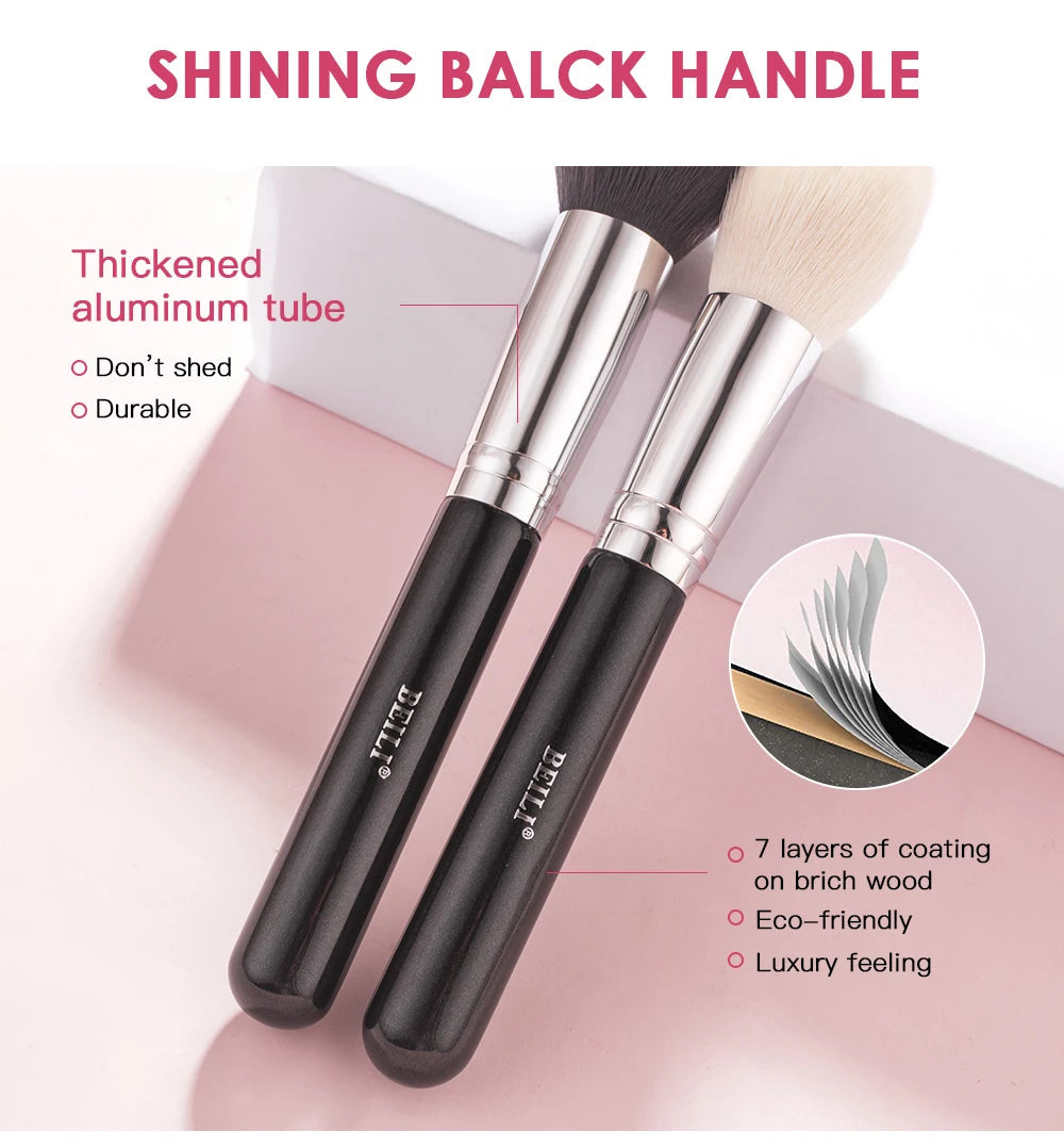 BEILI Black Makeup Brush Sets Professional Natural Goat Fiber Hair Brush Foundation Kakubi Contour Eyeshadow Beauty Tool brochas Nanasbeautyholic