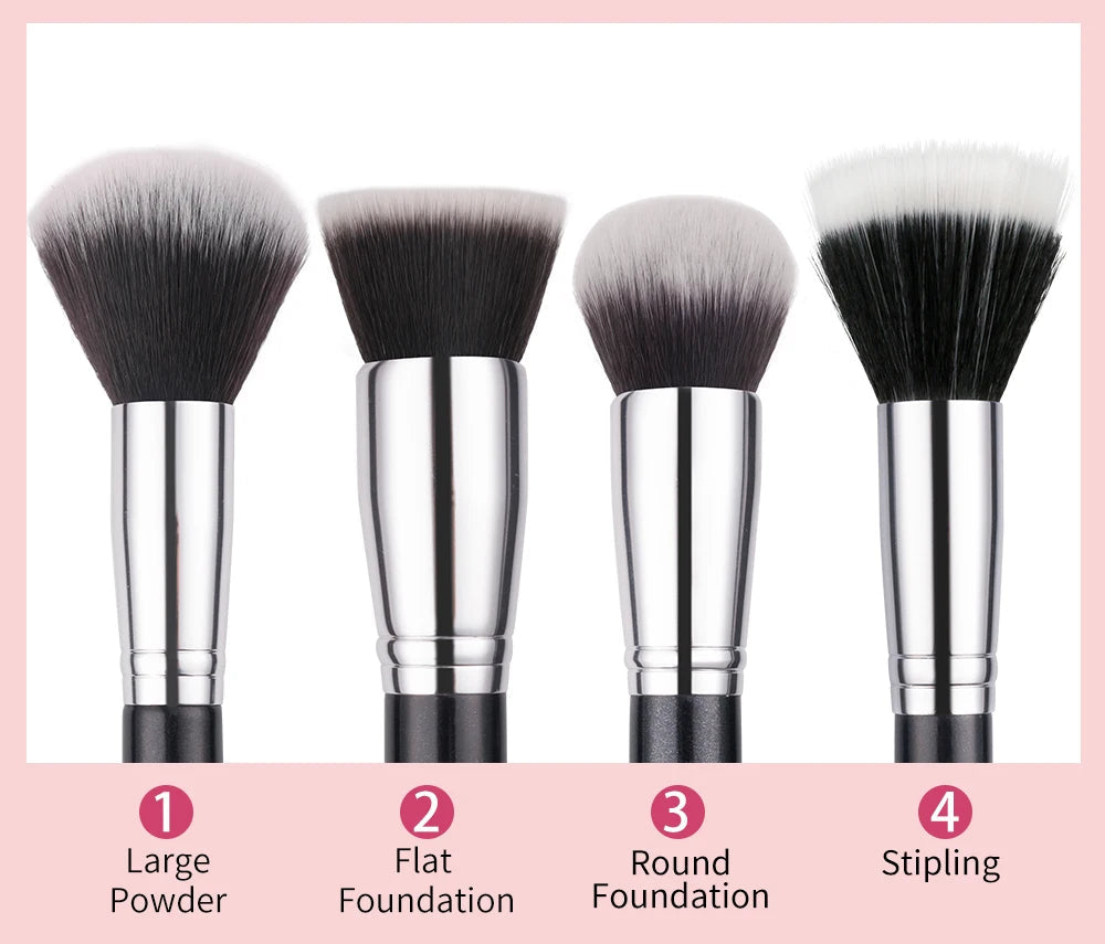 BEILI Black Makeup Brush Sets Professional Natural Goat Fiber Hair Brush Foundation Kakubi Contour Eyeshadow Beauty Tool brochas Nanasbeautyholic
