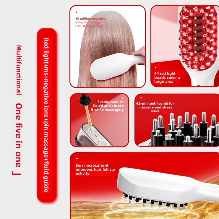 Laser Hair Growth Scalp Massager Comb | Red & Blue Light + EMS Microcurrent