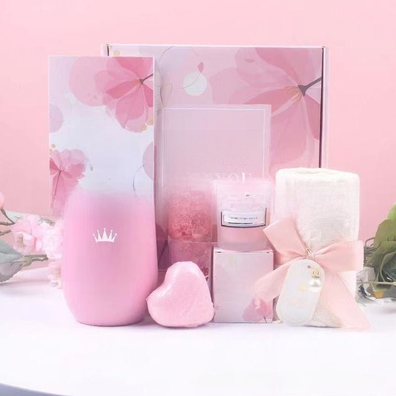 Luxury Spa Gift Basket Set – Pink & Purple Self-Care Gift Box for Women | Birthday, Wedding & Holiday