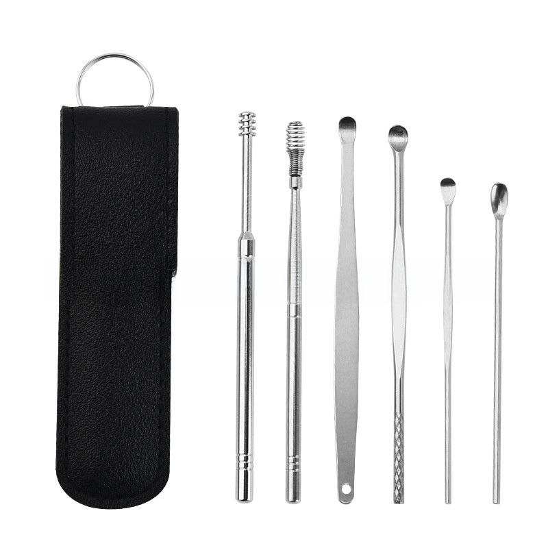 Stainless Steel Ear Cleaning Kit – 6-Piece Spiral Ear Scoop Set