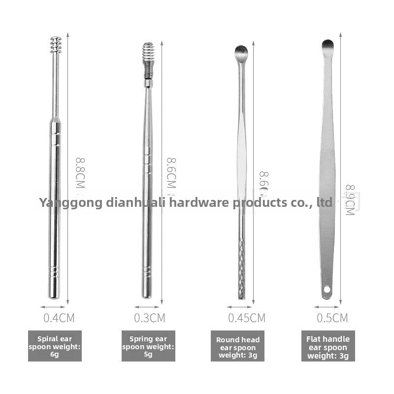 Stainless Steel Ear Cleaning Kit – 6-Piece Spiral Ear Scoop Set
