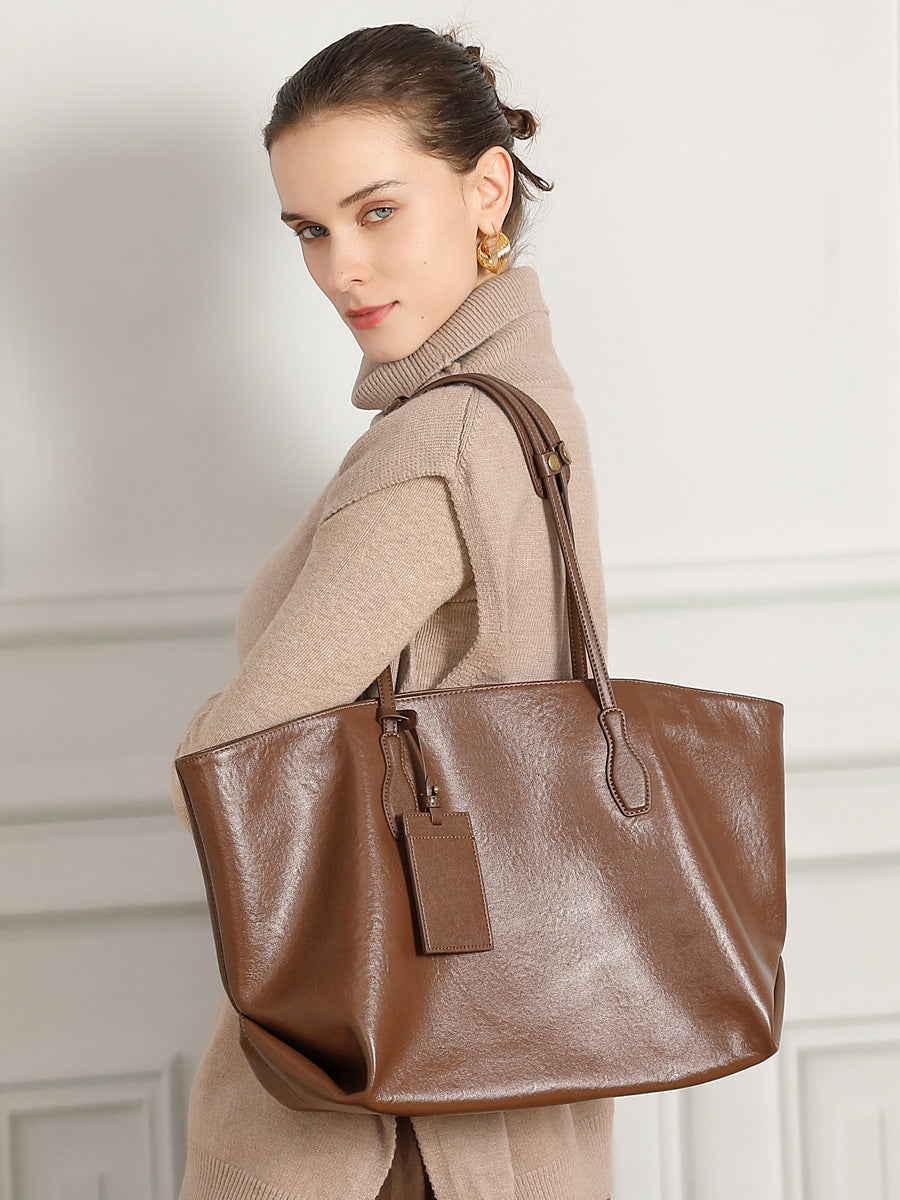Genuine Leather Vintage Shoulder Bag for Women | Classic European Style Tote