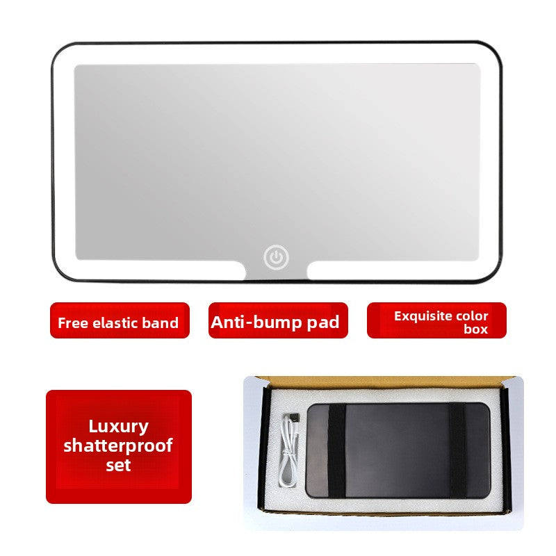 LED Car Visor Makeup Mirror – Shatterproof, HD Reflection & USB Rechargeable
