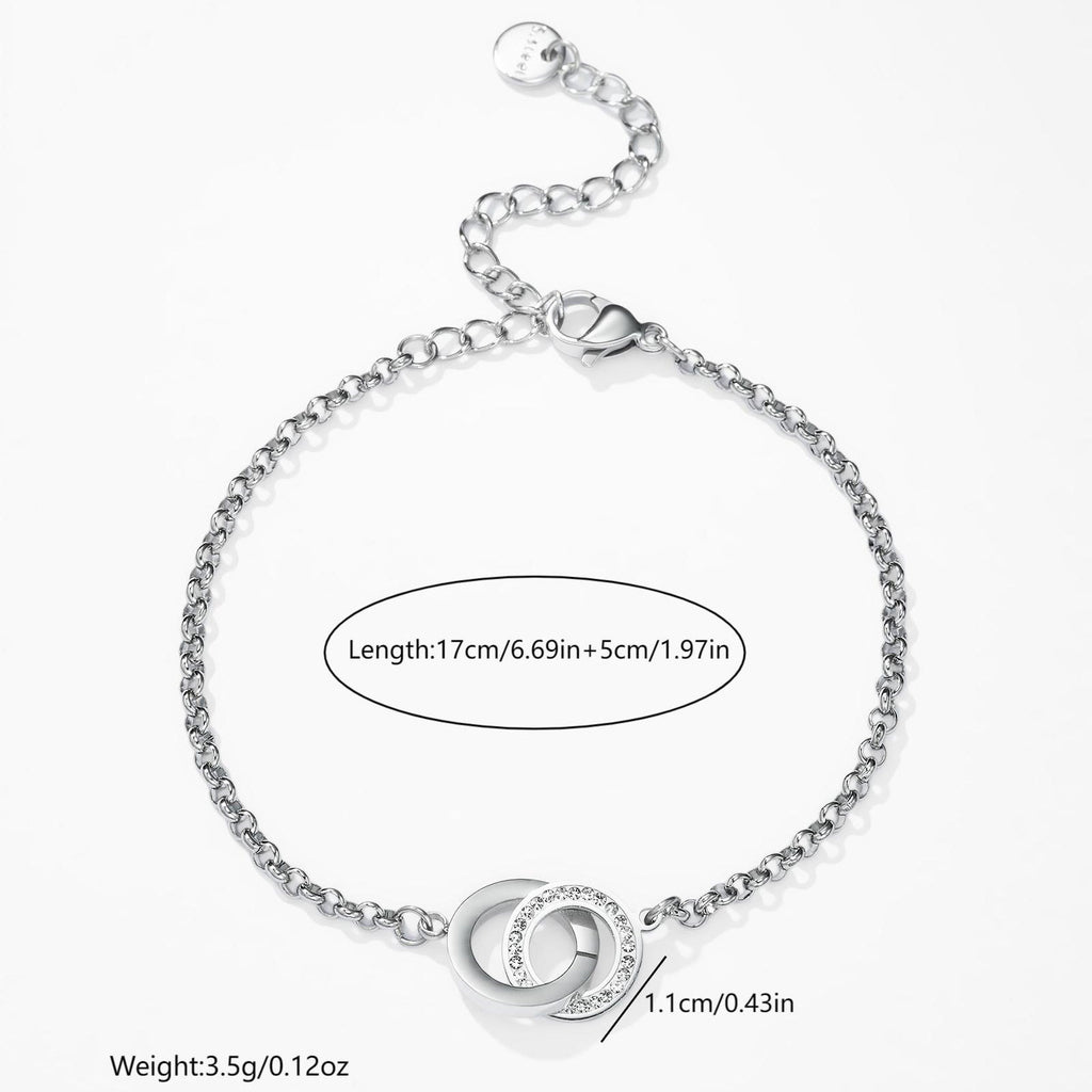Rhinestone Interlocking Bracelet – Titanium Steel Geometric Bangle