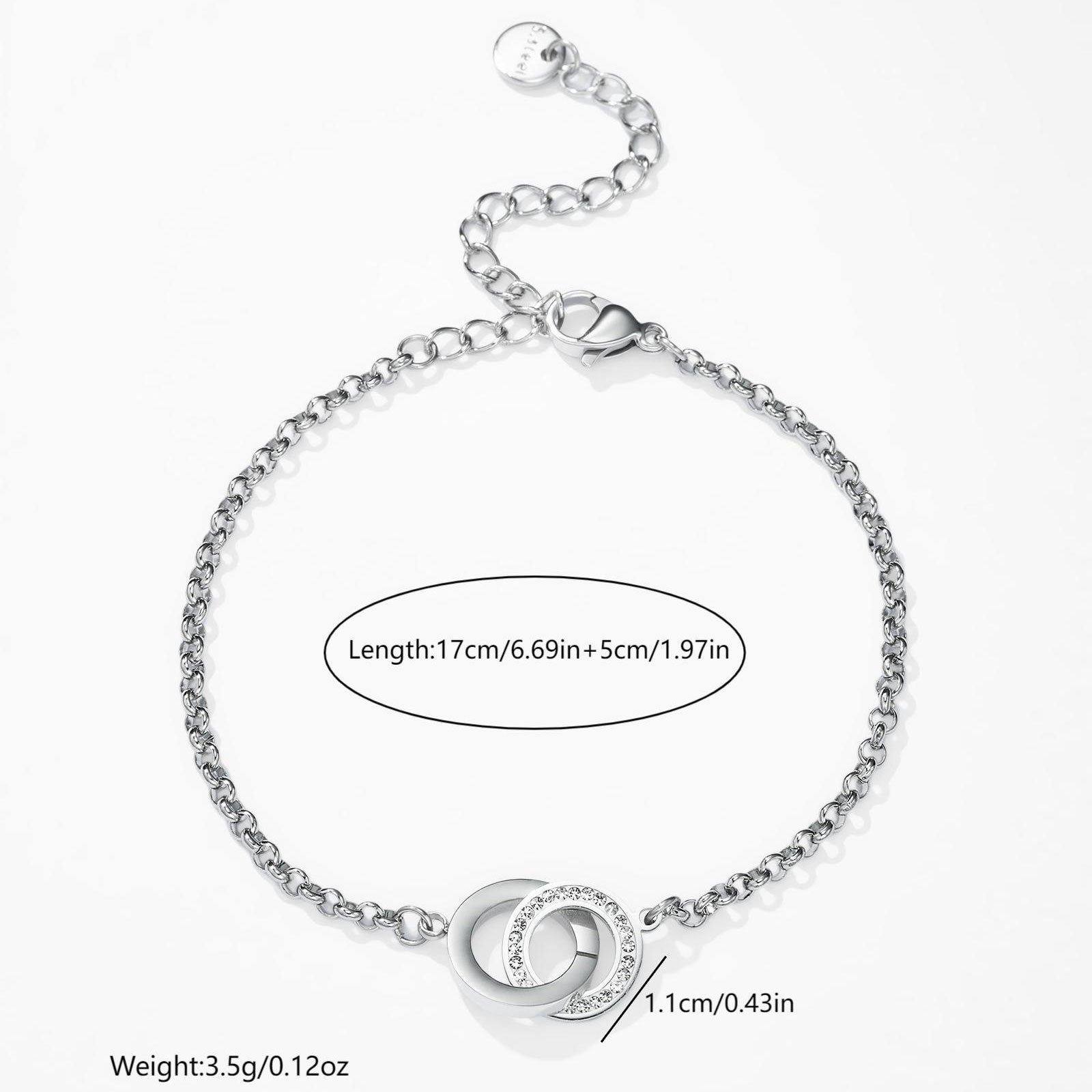 Rhinestone Interlocking Bracelet – Titanium Steel Geometric Bangle