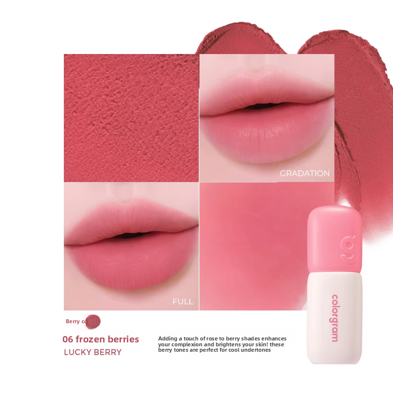 Colorgram Matte Rice Cake Lip & Cheek Tint – Korean Velvet Lipstick, 12 Shades