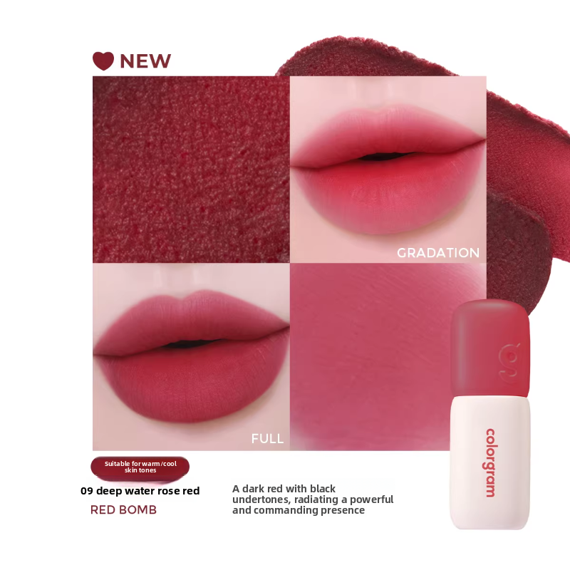 Colorgram Matte Rice Cake Lip & Cheek Tint – Korean Velvet Lipstick, 12 Shades