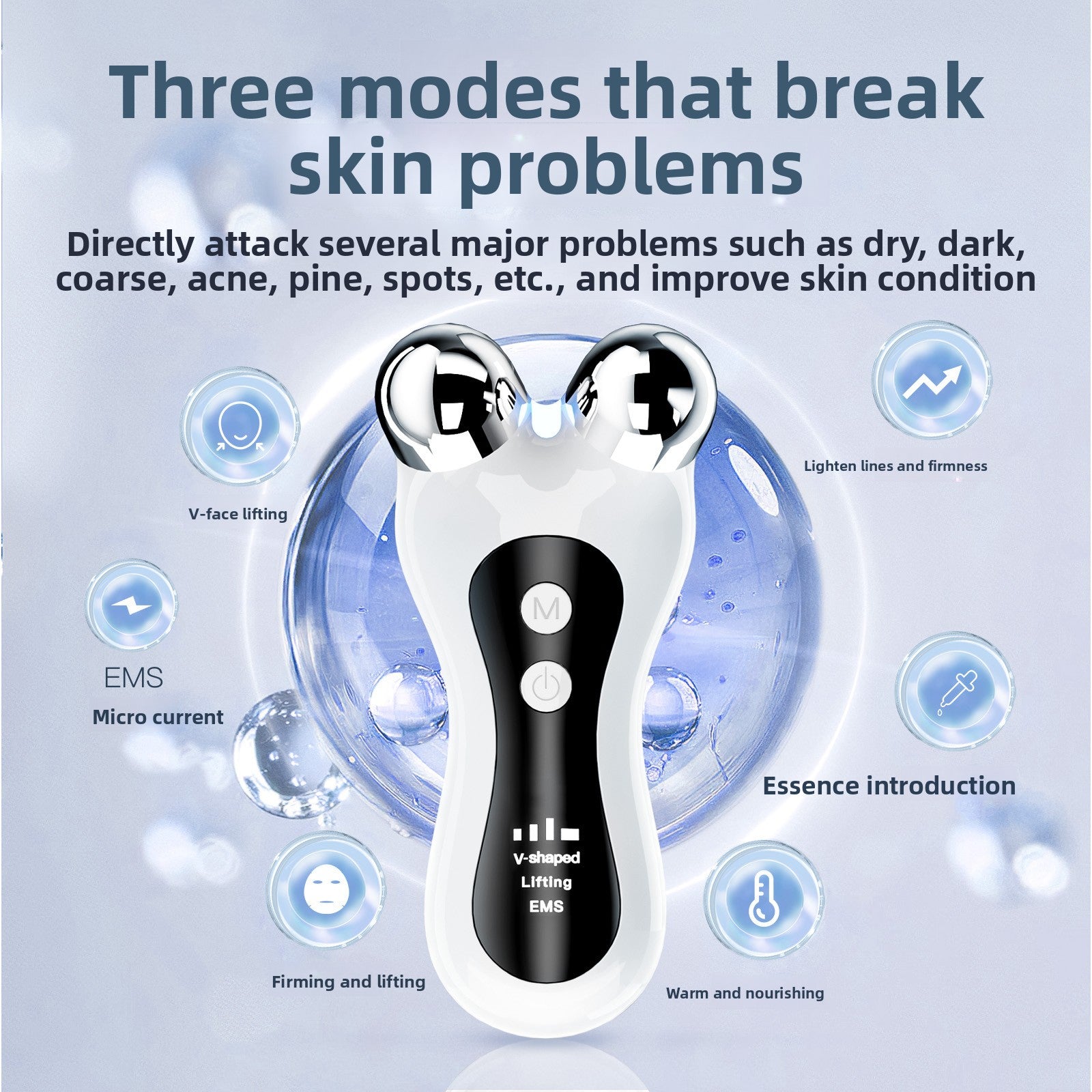 Electric Facial Roller Massager – Ultrasonic Skin Tightening, Wrinkle Reduction & Brightening