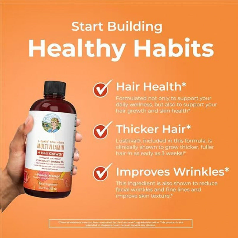Mary Ruth's  Multivitamin Hair Growth Liquid Drops – Peach Mango Flavor with Plant Essence, 450ml