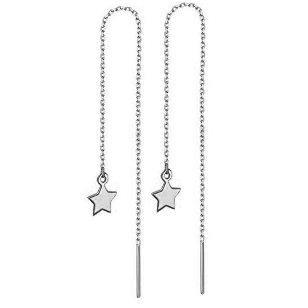 Crystal Tassel Drop Earrings – Star & Ball Stainless Steel Dangle Earrings | Gold & Silver