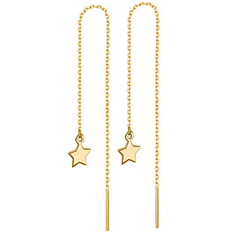 Crystal Tassel Drop Earrings – Star & Ball Stainless Steel Dangle Earrings | Gold & Silver