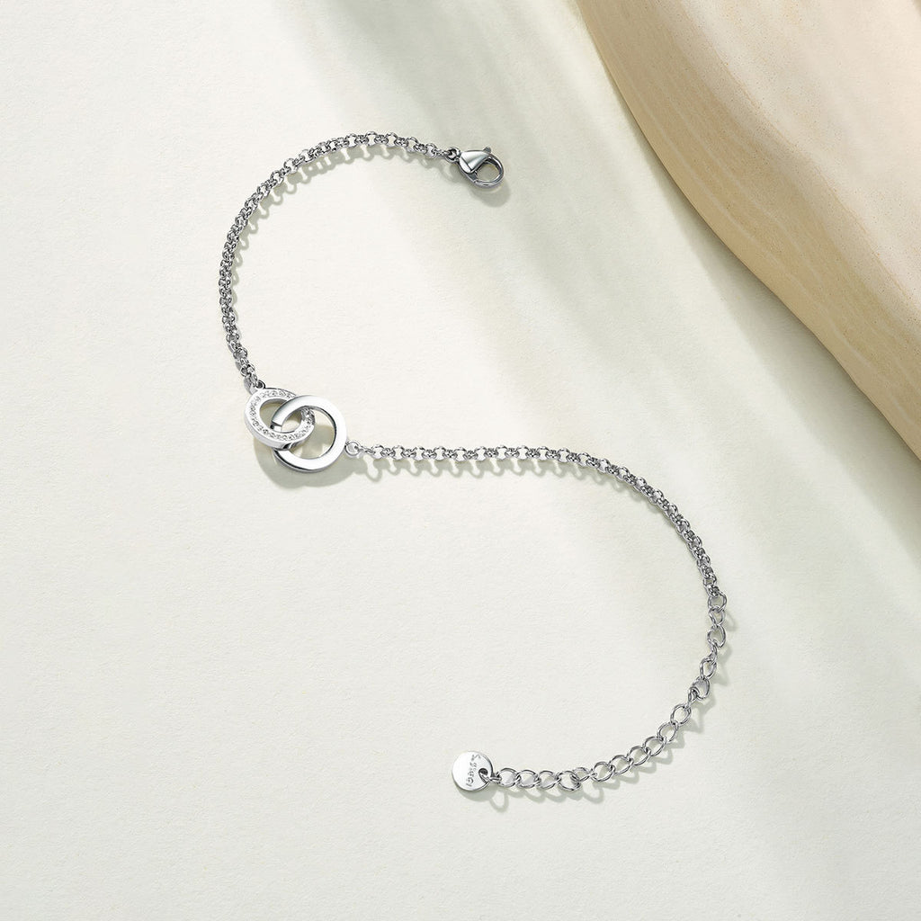Rhinestone Interlocking Bracelet – Titanium Steel Geometric Bangle