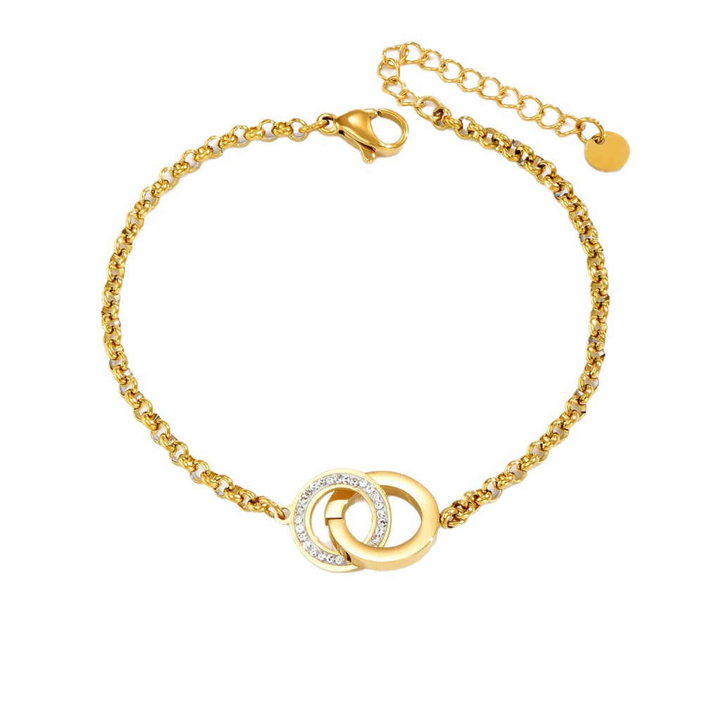 Rhinestone Interlocking Bracelet – Titanium Steel Geometric Bangle