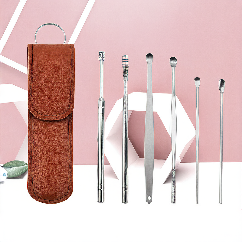 Stainless Steel Ear Cleaning Kit – 6-Piece Spiral Ear Scoop Set