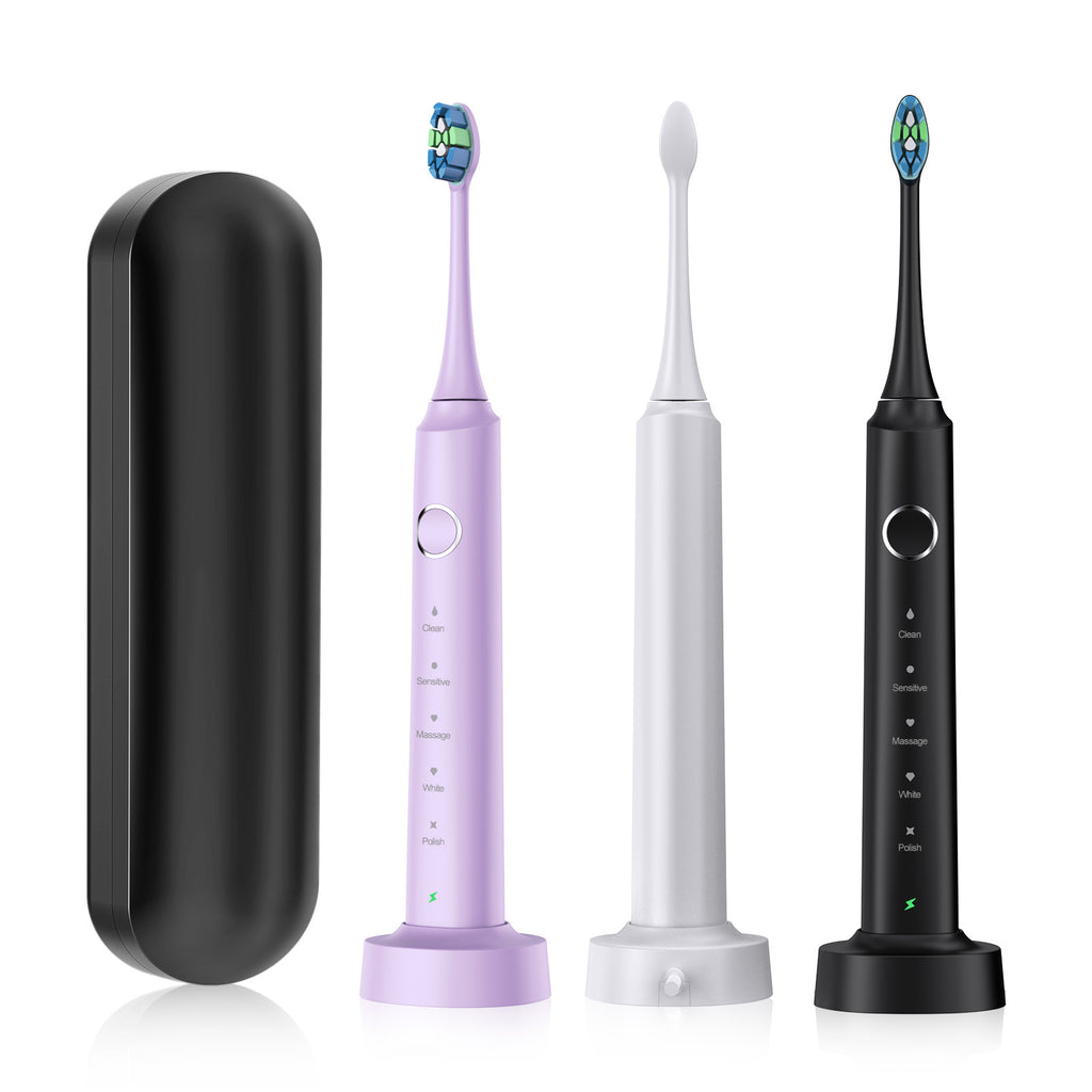Sonic Electric Toothbrush | Wireless Charging, 5 Modes, IPX7 Waterproof – 6 Brush Heads