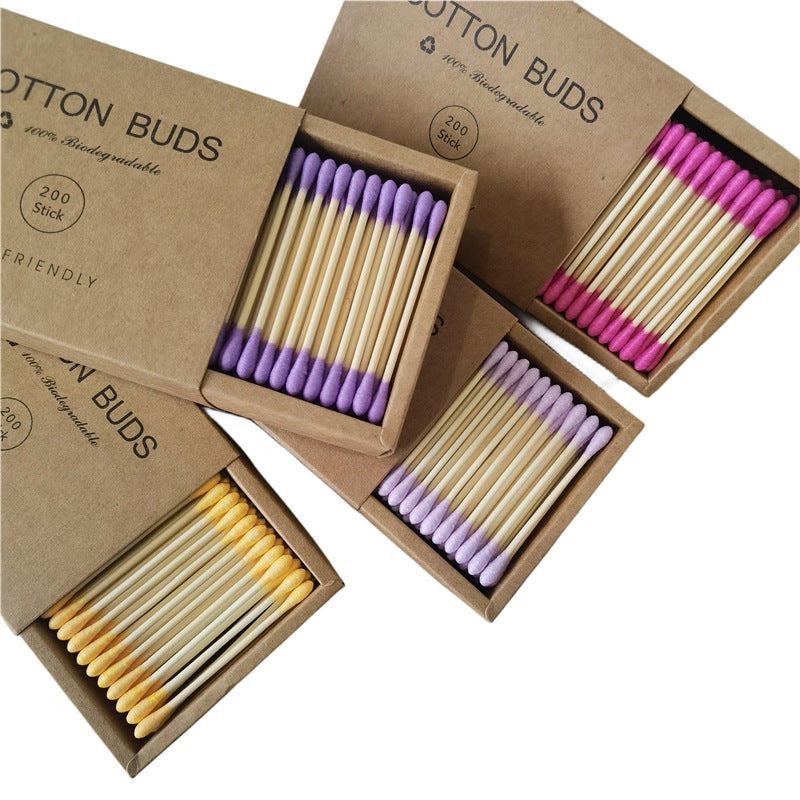 Double-Headed Colored Cotton Swabs – 200 Pack | Makeup & Cleansing